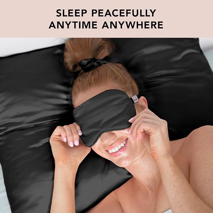 Kitsch Weighted Satin Sleep Mask - Weighted Eye Mask for Sleeping and Travel - Lavender Sleeping Mask for Women and Men - Light Blocking, Adjustable Strap, Ultra-Soft (4.1oz/116g)