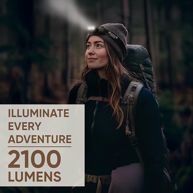 Energizer Jeep Hybrid Rechargeable Metal LED Headlamp, 2,000 Lumens, Bright Headlamp with Power Source Flexibility for Any Adventure on or Off Road