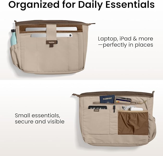 tomtoc 14-inch Puffy Laptop Tote Bag for Women 10L, Lightweight Puffer Work Tote with Padded Device Compartment for 13/14-inch MacBook Laptop, Organized Work Bag for Office, Business, Daily Essentials