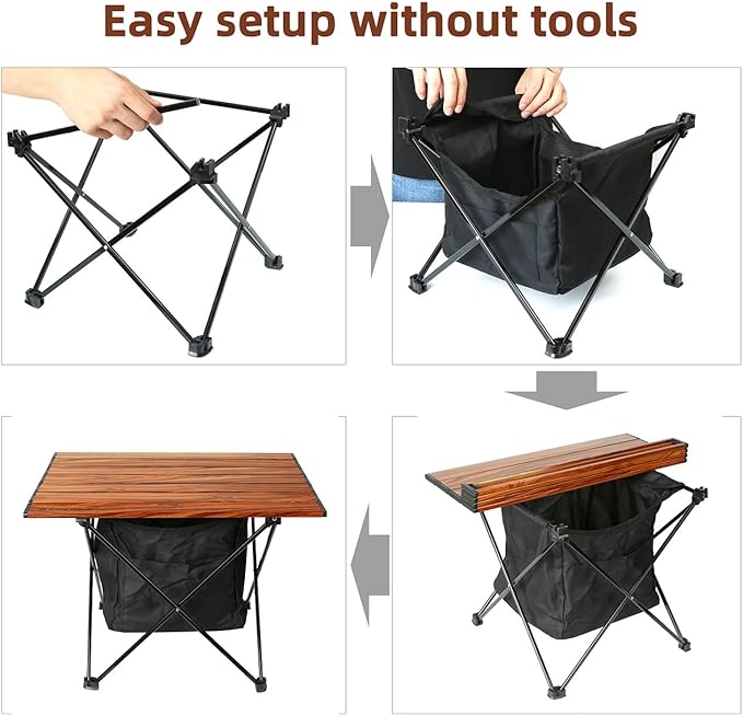ROCK CLOUD Portable Camping Table Ultralight Aluminum Camp Table with Storage Bag Folding Beach Table for Camping Hiking Backpacking Outdoor Picnic, Size M