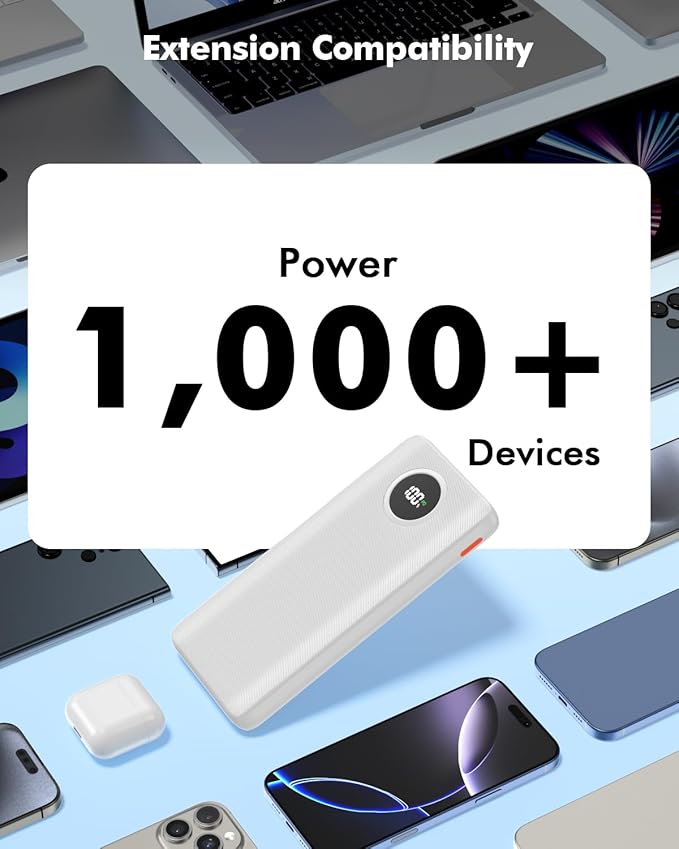 Portable Charger 10000mAh 22.5W PD/QC3.0 Fast Charging Power Bank with Built-in Lightning and Type-C Cables 5V-4.5A Slim for iPhone 16/15/14/13,Samsung,iPad,Tablets,Google Pixel,AirPods and More