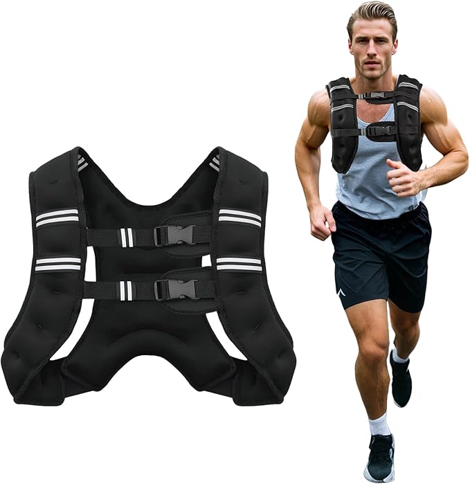 Weighted Vest, 6lb/8lb/12lb/16lb/20lb/25lb/30lb Weight Vest for Men Women, Body Weight Vests Adjustable with Reflective Stripe for Strength Training, Running, Training Workout, Jogging, Walking