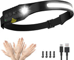 Rechargeable LED Headlamp, 400 Lumens, USB-C, IPX4, 5 Modes — Lightweight, Adjustable