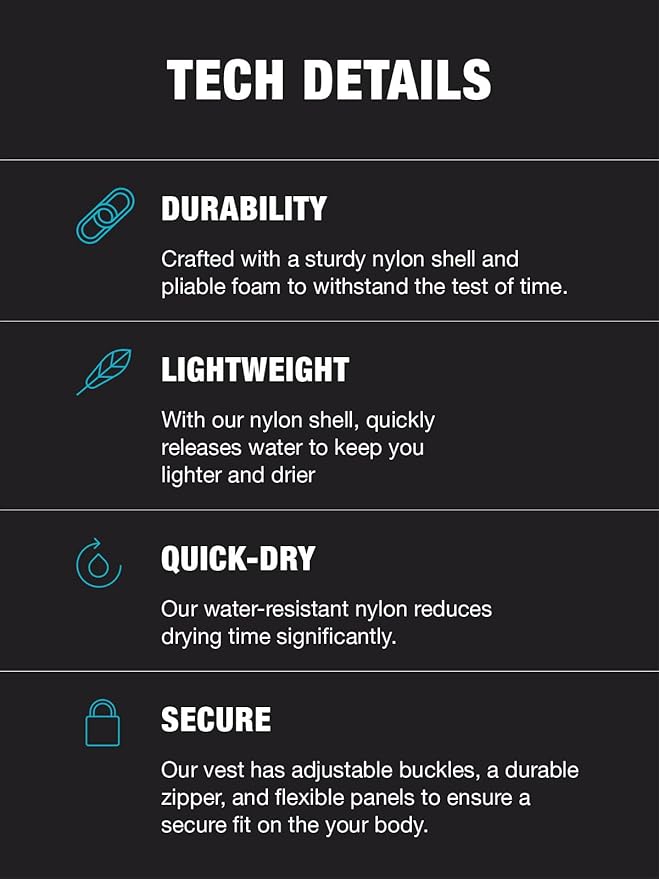 HyperLite Men's Elite Life Jacket - US Coast Guard Approved Level 70 Buoyancy Aid, Great for Any Water Sports Activity Including Boating, Paddle & Swimming