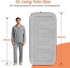 Twin Air Mattress with Built in Pump,18''Inflatable Mattress 2 Mins Self-Inflation/Deflation,XL-Long Blow up Mattress Thicker,Flocked Top Air Bed with Storage Bag for Home, Camping & Guests