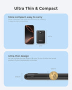 VEEKTOMX Small Portable Charger 10000mAh, Mini Power Bank 22.5W Fast Charging, Slim & Lightweight Travel Essentials, 3-Output External USB C Battery Pack Compatible with iPhone 17 16 15 (Dark Black)