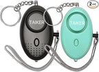 Personal Alarm for Women 140DB Emergency Self-Defense Security Alarm Keychain with LED Light for Women Kids and Elders-2 Pack (Black & Aqua Marine)