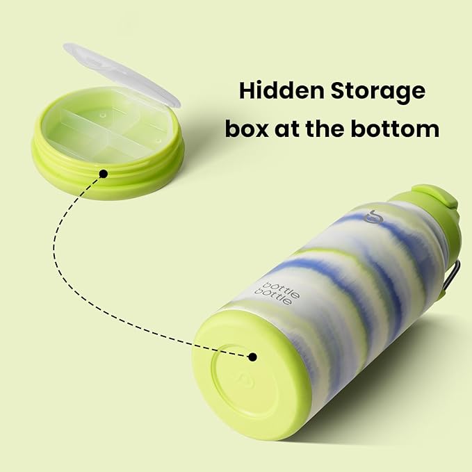 BOTTLE BOTTLE 32oz Insulated Water Bottle Stainless Steel Sport Water Bottle with Straw Dual-use Lid Design for Gym with Pill Box