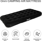 Twin Size Single Camping Air Mattress Bed with Air Pump,Inflatable Travel Air Mattress,Thickened Portable Blow Up Sleeping Bed Pad for Truck Tent Camping/Home/Hiking(Black)