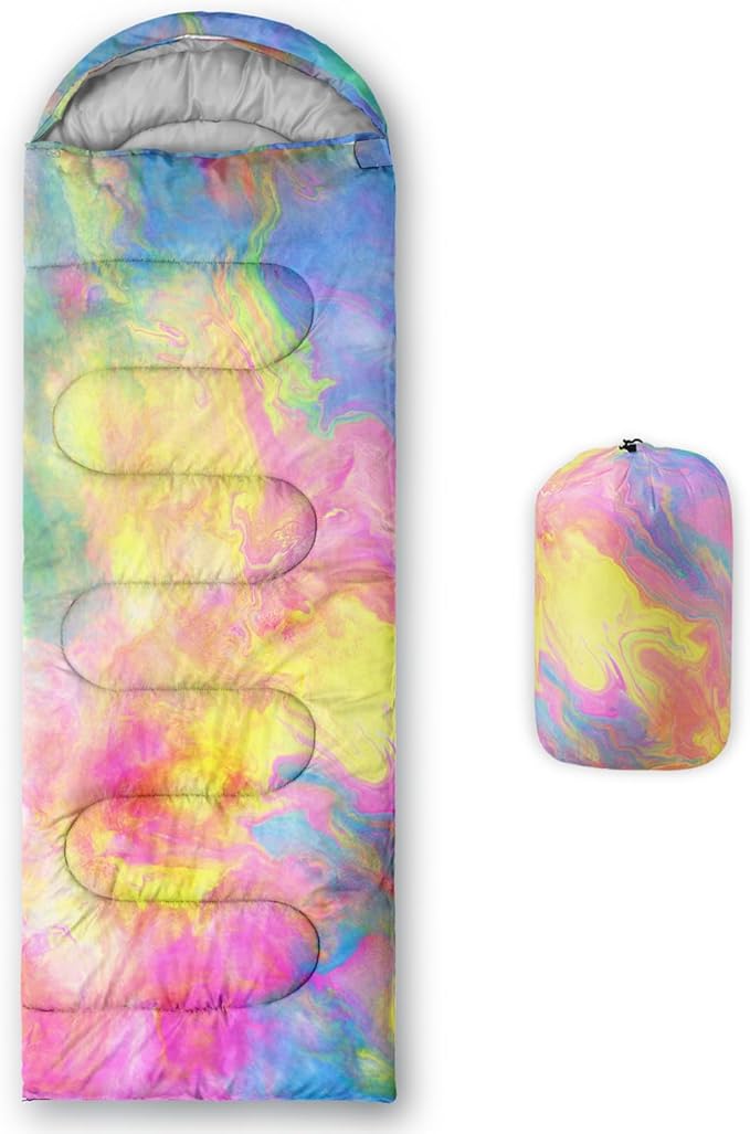 QOOMO Camping Sleeping Bags,3 Season Warm & Cool Weather,Lightweight,Waterproof Sleeping Bags for Adults & Kids,Traveling,and Outdoors,Camping Gear Equipment