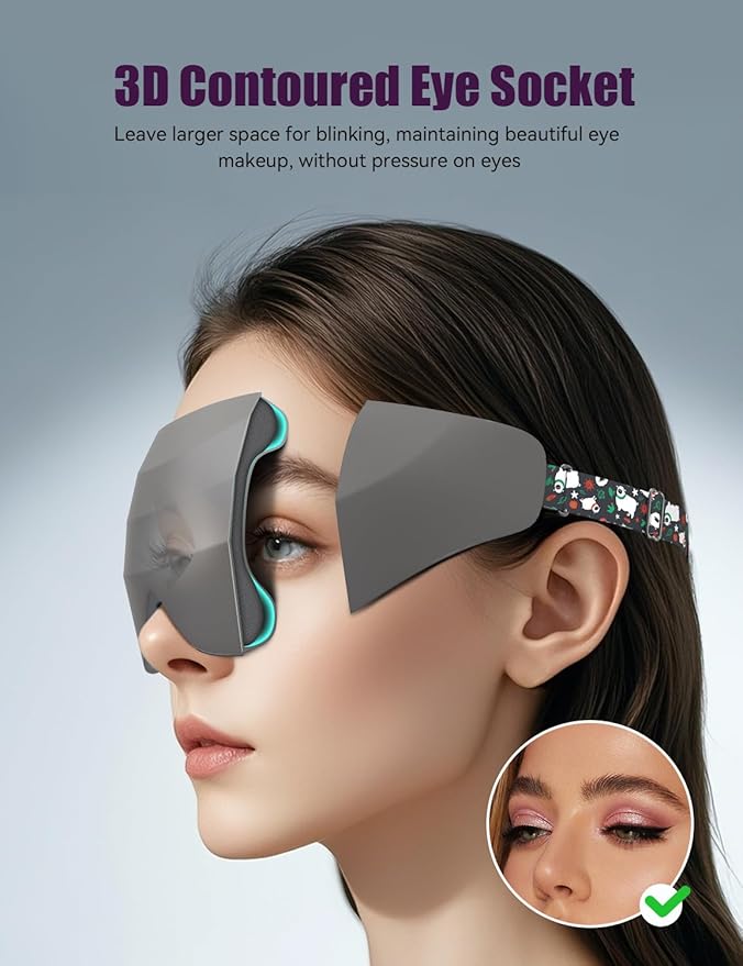 Sleep Mask for Side Sleeper Women Men, EVA BELLE Eye Mask for Sleeping Light Blocking, 3D Sleeping Mask Blackout, Soft Breathable Eye Shade Cover with Adjustable Elastic Strap for Travel Home Nap Rest