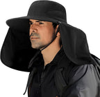 Fishing Hat for Men&Women,Outdoor UV Waterproof Wide Brim Bucket Hat,UPF50+ Sun Hat with Neck Flap