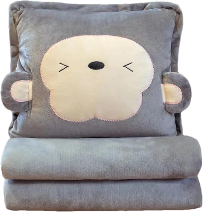 Fruit Throw Blanket and Pillow Set, Travel Blanket Compact Convenient Bed Throw Pillows with Airplane and Car Suitable for Office Nap Time (D, 67in x 59in)