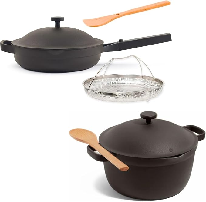 Our Place Cookware Duo - 7-Piece Set Including the Always Pan, Perfect Pot and Spatulas | Multifunctional, Toxin-Free Nonstick | Heat Safe up to 450°F | Oven, Stove, Induction Compatible | Char
