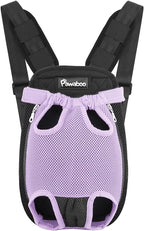 Pawaboo Pet Carrier Backpack, Adjustable Pet Front Cat Dog Carrier Backpack Travel Bag, Legs Out, Easy-Fit for Traveling Hiking Camping for Small Medium Dogs, Extra Large (Pack of 1), Black + Purple