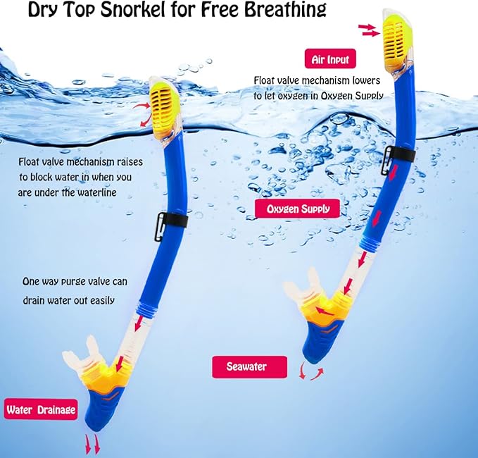 Kids Mask Fins Snorkel Set Snorkeling Packages, with Diving Mask, Snorkel, Adjustable Swim Fins, Mesh Bag, Anti-Fog Anti-Leak Snorkeling Gear for Kids for Snorkeling Swimming Diving