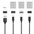 Multi Charging Cable(2pack 4ft), 3 in 1 Charger Cable Nylon Braided Phone Charger Cord, Universal Charging Cable with Type-C/Micro USB and IP Port, Compatible with Most Cell Phones and More