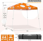EAGLE PEAK 10x10 Slant Leg Pop-up Canopy Tent Easy One Person Setup Instant Outdoor Beach Canopy Folding Portable Sports Shelter 10x10 Base 8x8 Top (Orange Mushroom)