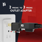 PLUGTUL 2 Prong to 3 Prong Outlet Adapter, Polarized Grounded Outlet Converter, Wall Outlet Plug for Household, Workshops, ETL Listed, 2-Pack, Black