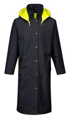 Portwest UH447 Waterproof Reversible Raincoat Hi Vis Reflective Long Safety Rain Jacket Yellow/Black, 3X-Large