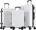 OLIXIS 3-Piece Suitcase Set, Hardside Luggages with Spinner Wheels, Lightweight ABS Hard Shell Travel Luggage, Expandable Carry-On Suitcase with TSA Approved Lock–White, 20/24/28 Inch
