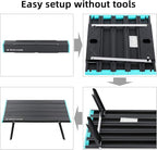 ROCK CLOUD Folding Beach Table Aluminum Portable Camping Table Ultralight, Black