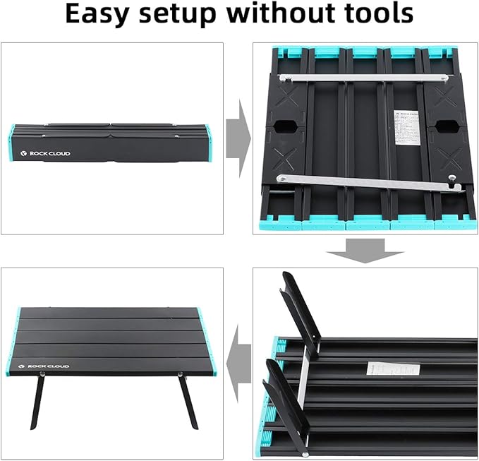 ROCK CLOUD Folding Beach Table Aluminum Portable Camping Table Ultralight, Black