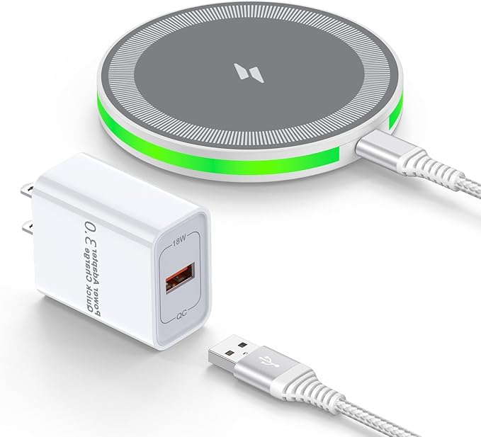 iPhone 17 16 Pro Max Wireless Charger Fast Charging Pad for iPhone 16e/17 Pro/Air/17/16/16 Plus/16 Pro/15/15 Pro Max/15 Plus/15 Pro/14, 15W Android Wireless Charger Station with QC3.0 Adapter