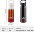 Cold Brew Coffee Maker 15oz, Iced Coffee Maker with Fine Mesh Filter,Cold Brew Travel Cup,Leakproof and Portable Lid (White)