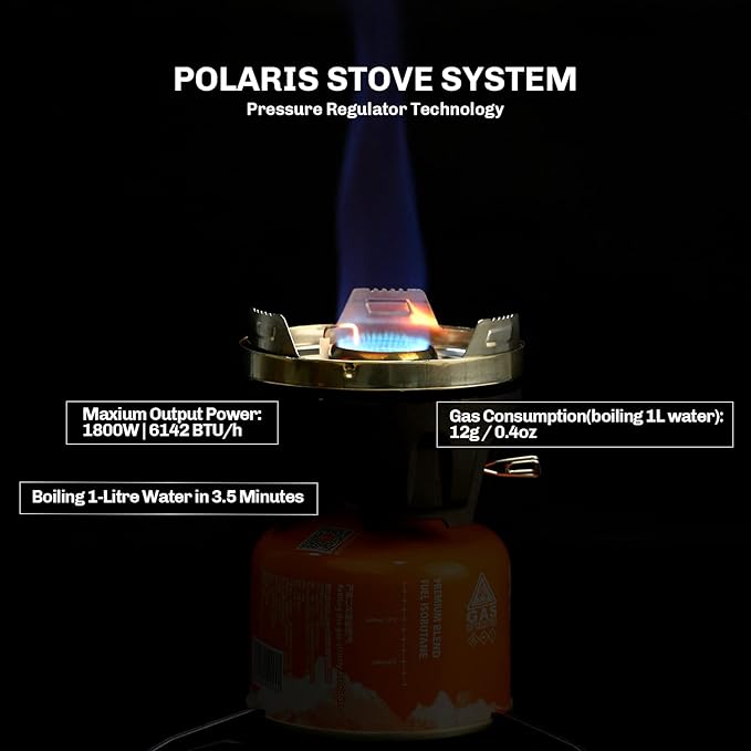 Fire Maple Polaris Cooking System | Portable Camping Backpacking Stove with Micro Regulated Valve | Electric Jet Burner Pot Set | Ideal Camp Water Boiler for Hiking Fishing Trekking Hunting (Black)