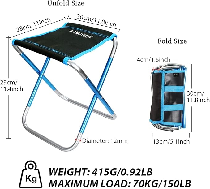 AOUTACC Ultralight Portable Folding Camping Stool for Outdoor Fishing Hiking Backpacking Travelling(XL:13"x14"x15";Large:11.8"x11"x11.4"; Medium:8.3"x9.5"x 11")