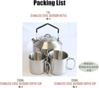 1.5L Stainless Steel Camping Kettle - Portable Durable Open Fire Kettle for Camping, Bushcraft, and Emergency Use - Fast Boiling, Heat Retention, Campfire Safe (1.5L)