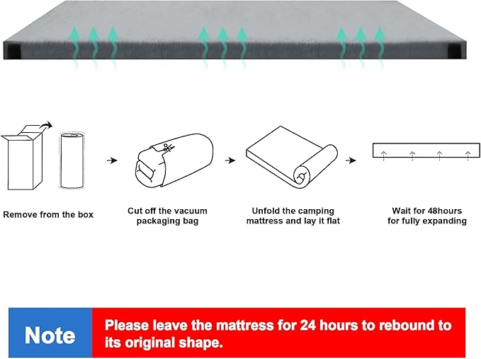 Memory Foam Camping Mattress Pad, Portable Sleeping Pad Roll Up Travel Mattress Waterproof Foldable Floor Cot Mattress Guest Bed for Sleepover