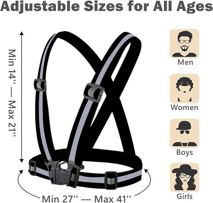 Reflective Strap Safety Vest Gear - 2-10 Pack Adjustable High Visible Reflective Running Gear for Women Men Night