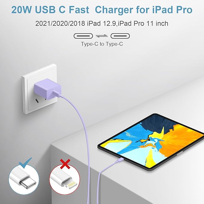 10FT iPhone 17 16 15 Charger Fast Charging USB C Charger Block Type C Chagrer Fast Charging 2-Pack for iPhone 17/17 Plus/17 Pro/17 Pro Max/iPhone 16/16 Plus/16 Pro/16 Pro Max/15/15 Pro Max(Purple)