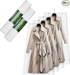 PARTY BARGAINS 72 x 20 Inch Disposable Clear Garment Bags, 100 Pack – Heavy-Duty Plastic Clothes Covers for Suits Dresses Coats, Closet & Travel