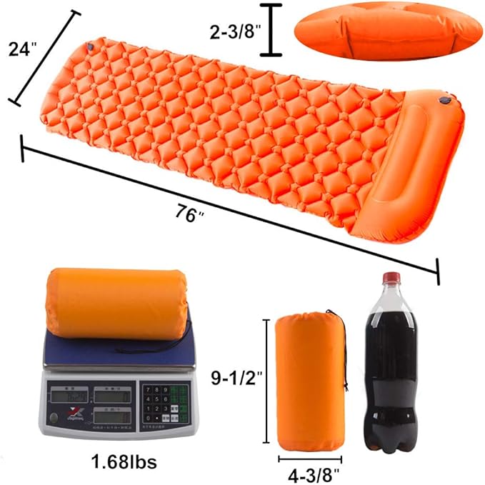 Star Smart Sleeping Pad for Camping Inflatable Backpacking Pad with Pillow, Ultralight Durable Camping Mattress,Hiking Air Mat,Camp Sleep Pad for Hiking Traveling & Outdoor Activities