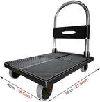 Platform Trucks Push cart Foldable, Push cart Heavy Duty, Hand cart,Suitable for Luggage, Shopping, Travelling, Moving and Office (Color : Blue, Size : 70 * 42cm(A))