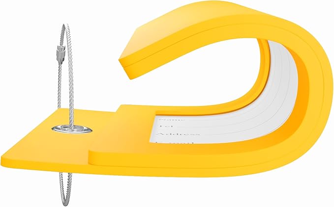 Gostwo 2 Pack Luggage Tags for Suitcases, 26 Initial Letter Travel Luggage Baggage Identification Labels ID Tag Fully Bendable Tags with Stainless Steel Loop (Yellow) (Letter Y)