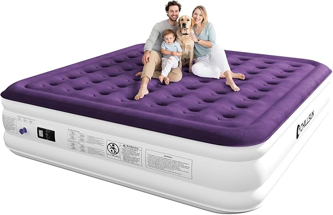 CHILLSUN King Air Mattress with Built in Pump, 18" Raised Comfort Blow up Mattress, Upgraded Air Bed Inflatable Mattress for Guests & Home, colchones inflables, AirBed, 750lbs Max