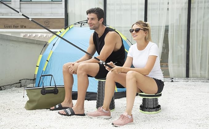 ALEVMOOM Upgraded Folding Stool with Cushion,Portable Collapsible Retractable Stool,Outdoor Chair,Yet More Sturdy Load Capacity 440lbs for Camping Garden Fishing Hiking BBQ with Carry Bag