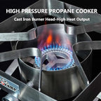 Stainless Steel High Pressure 1-Burner Outdoor Propane Gas Cooker with 0-20 PSI Adjustable Regulator and Steel Braided Hose (Stainless Steel-SA1300)