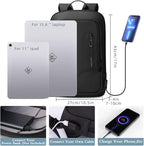 hk Backpack for Men Business Slim Backpack with USB Charger Computer Lightweight Anti-theft Travel Backpacks 15.6 inch Water Resistant Laptop Bag for Work Office College-Black