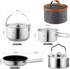 7PCS Camping Cooking Set,Camping Cookware Mess Kit,304 Stainless Steel Camping Cookware with Travel Tote Bag for Camping Outdoor Cooking & Picnic,RVs
