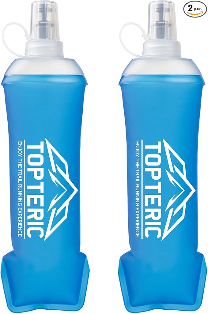 Collapsible Soft Flask Water Bottle, TPU Soft Folding Flexible Water Bottles for Hydration Pack/Running Vest, BPA/PVC Free, Ideal for Running Hiking Cycling Climbing (500ml-2 Pack)