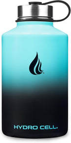 HYDRO CELL Stainless Steel Insulated Water Bottle with Straw - For Cold & Hot Drinks - Metal Vacuum Flask with Screw Cap and Modern Leakproof Sport Thermos for Adults (Teal/Black 64oz)