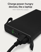 mophie powerstation pro AC (2023)-27,000 mAh External Battery compatbile With MacBook&iPad Portable PD battery with 100W of AC&60W USB-C Fast Charge integrated carry strap-USB-C cable included, Black
