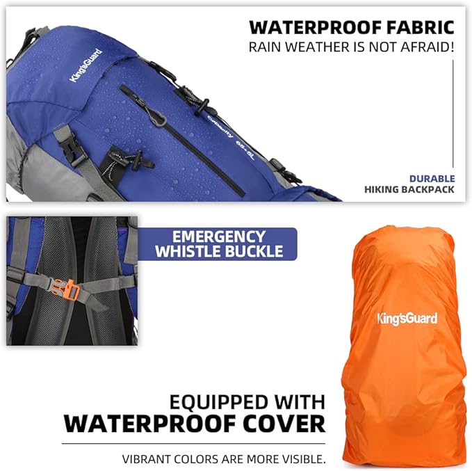 70L Camping Hiking Backpack with Rain Cover Waterproof Backpacking Backpack for Hiking Treeking Climbing Outdoor