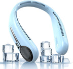 Portable Neck Fan,Hands Free Personal Wearable Bladeless Fan,6000mAh USB Rechargeable,360° Cooling,LED Display,4-Speeds,Birthday Gifts for Men Women Dad Mom,Outdoor Indoor Travel Camping (Light blue)