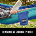 GORILLA GRIP Durable Portable Camping Hammock, Holds 400lbs with Heavy Duty Tree Straps, Comfortable Travel Swing, Camp Hammocks, Easy to Use and Install, Outdoor Essentials, Blue, 9x4.5 FT